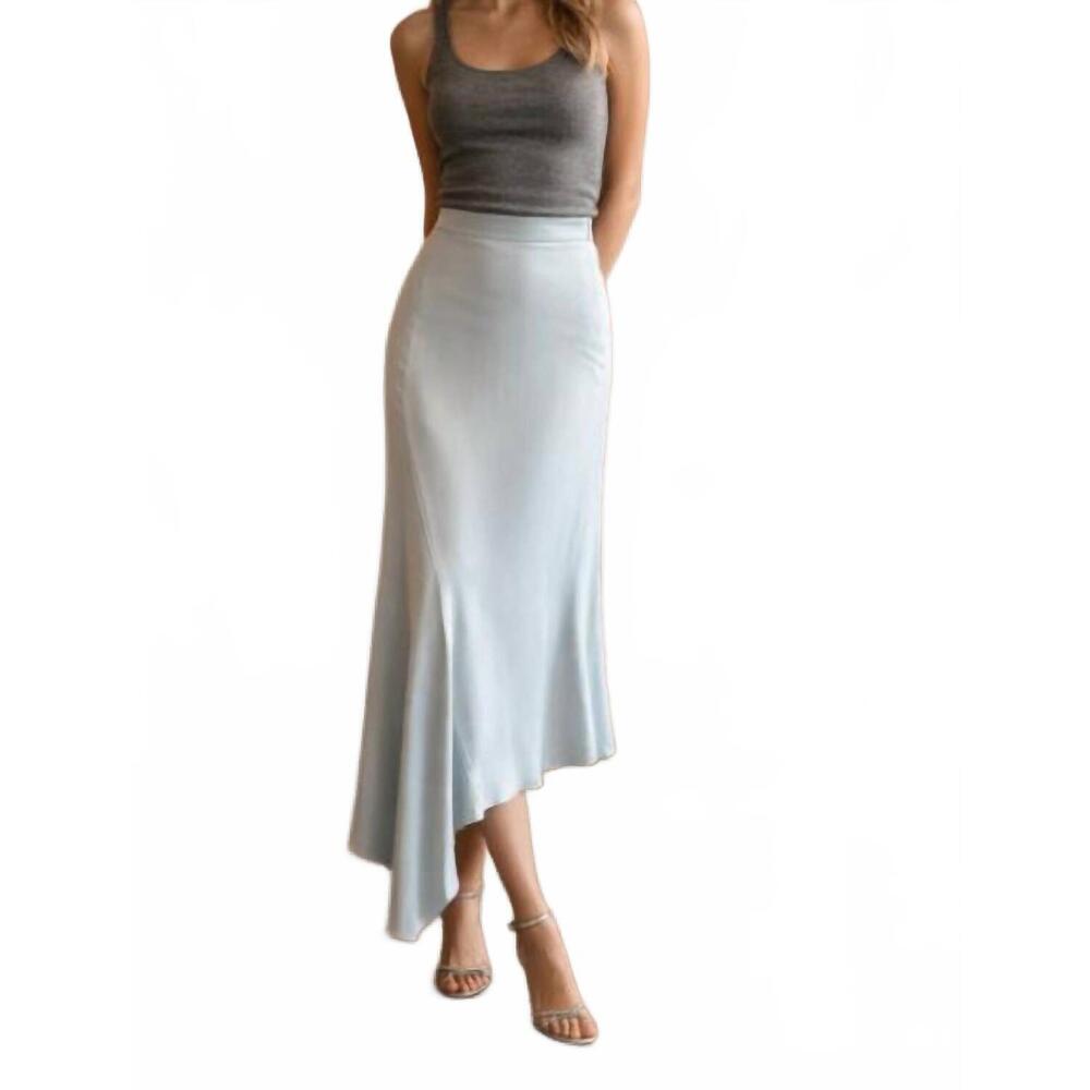 NEW ETTA bias cut a-line skirt in icy blue